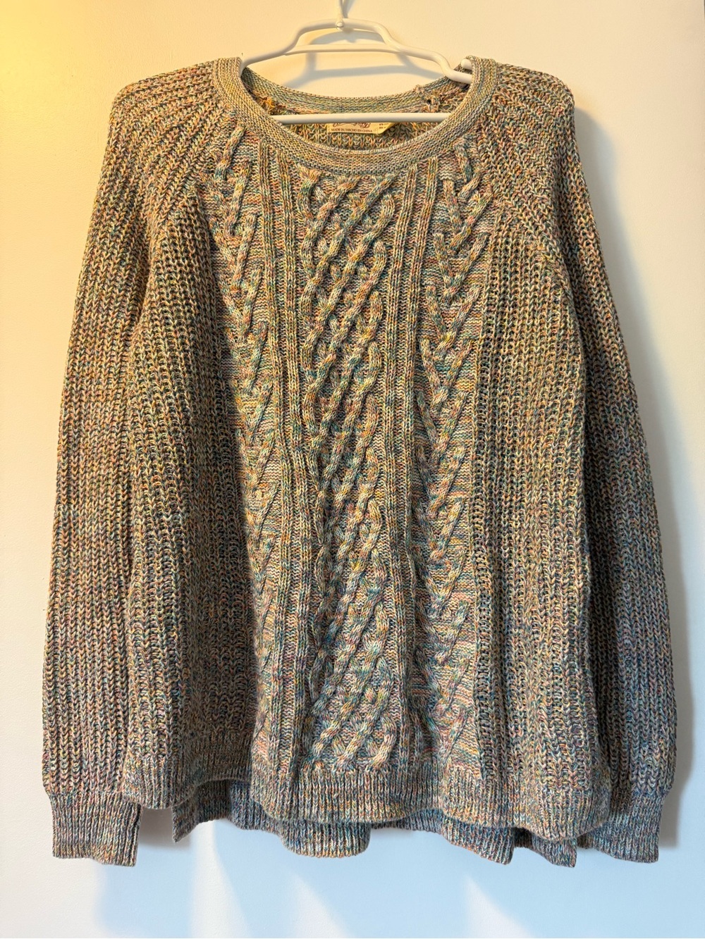 Faded Glory Multicolor Cable Knit Crewneck Sweater